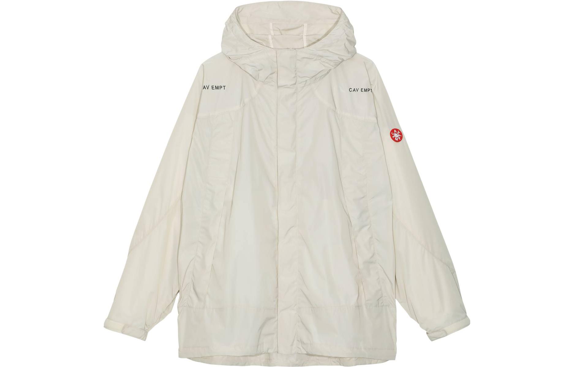 Cav Empt FW22 Nylon Active Zip Jacket White Logo Print Hooded Jacket CES22A38