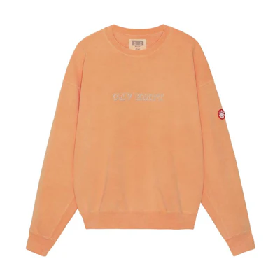 Cav Empt FW22 Overdye Crew Neck Logo Embroidery Orange Sweatshirt Mens CES22A45