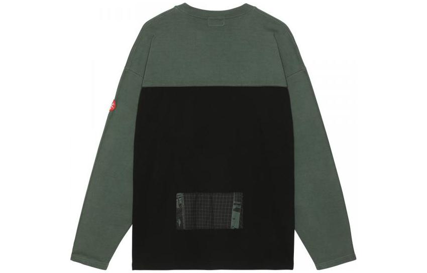 Lookbook 캡엠트 FW22 패치워크 그래픽 크루넥 스웨트셔츠 그린. CES22LT05