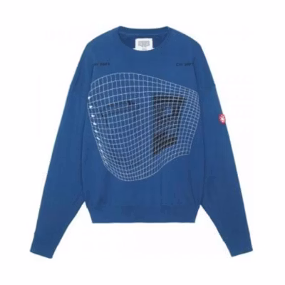 Cav Empt FW22 Plaid Print Crewneck Sweatshirt Unisex - Dark Blue. CES22CS03