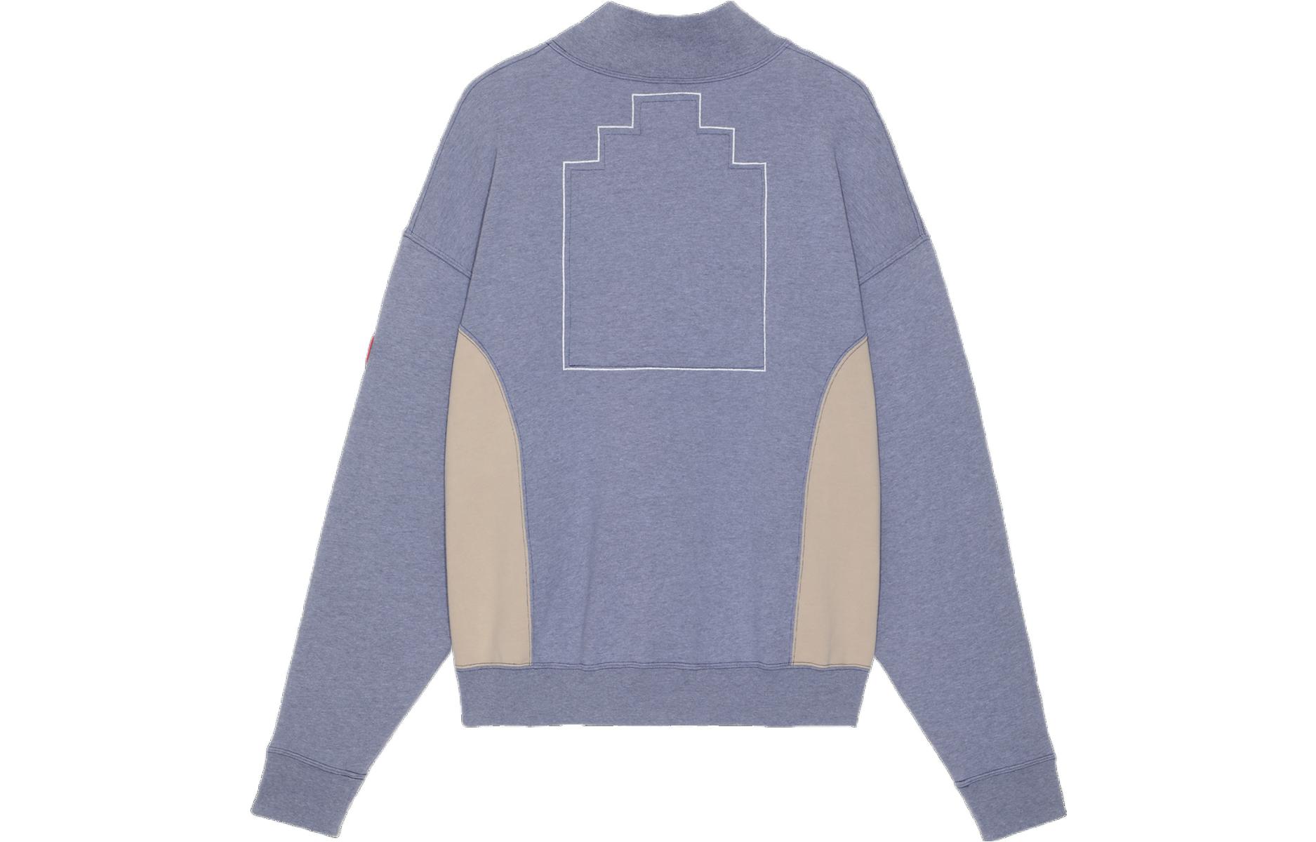 Lookbook 캡 엠프트 FW22 사이드 패널 하프넥 풀오버 스웻셔츠 퍼플. CES22A67