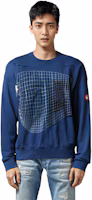 Sizing Cav Empt FW22 藍色幾何格紋印花圓領衛衣 男款 CES22A40