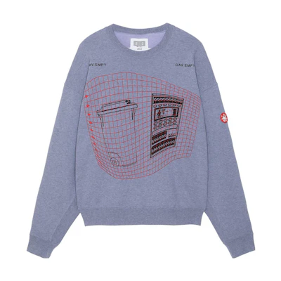 Cav Empt FW22 Waste Grid Geometric Print Crewneck Sweatshirt Purple . CES22A40