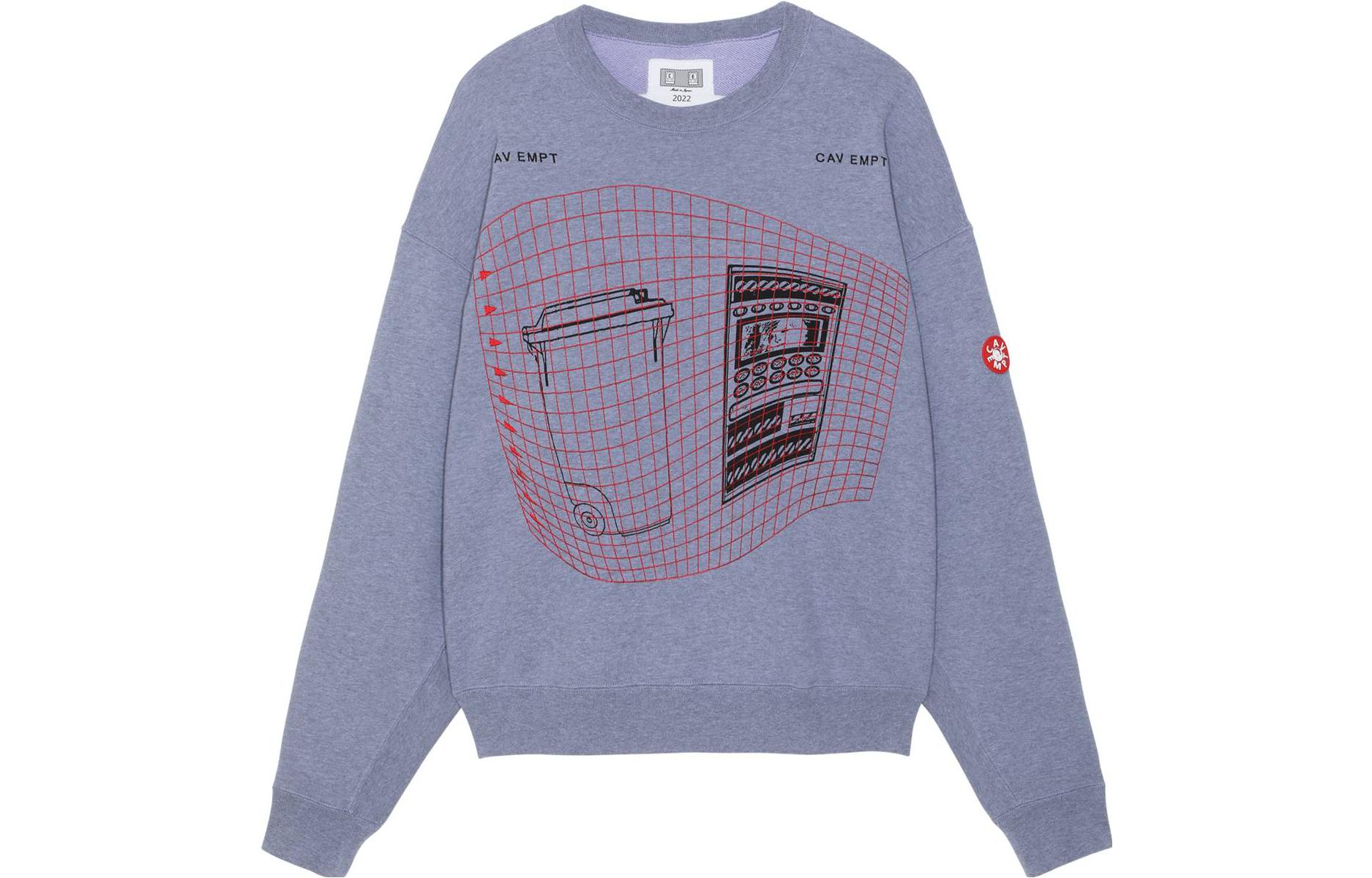 Order Cav Empt FW22 紫色几何印花网格圆领卫衣. CES22A40
