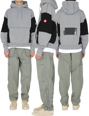 Cav Empt FW22 Wide Rib Cut Heavy Hoodie Colorblock Minimalist Grey Hoodie CES22A51 Shop Cav Empt FW22 Wide Rib Cut Heavy Hoodie Colorblock Minimalist Grey Hoodie CES22A51