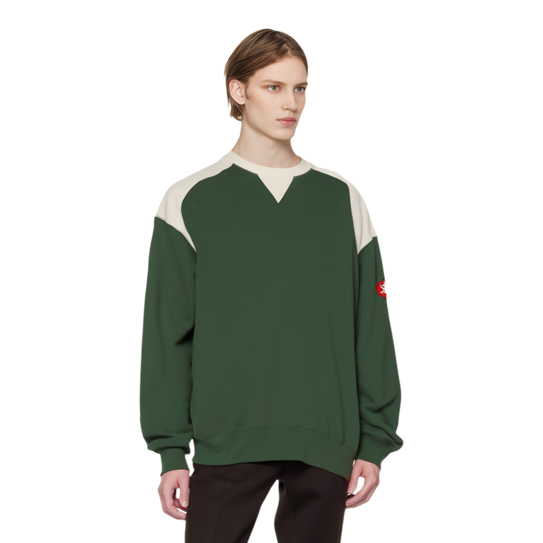 Shop Cav Empt Sweater Hijau Unisex Lengan Panjang Patch Geometris. CES25CS10