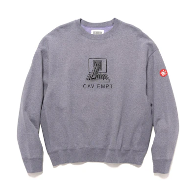 Cav Empt Geometric Print Crewneck Long Sleeve Sweatshirt Grey - . CES22CS02