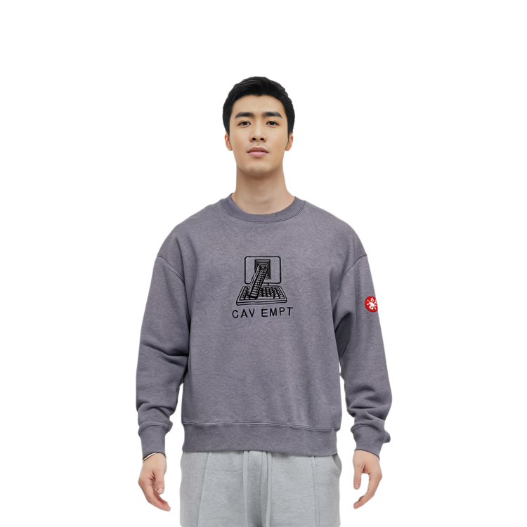 Sizing Sudadera Cav Empt Gris de Manga Larga con Estampado Geométrico. CES22CS02