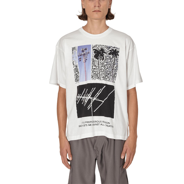 Shop Cav Empt Camiseta Unisex Blanca con Diseño Graffiti y Foto Línea. CES18T22-WH