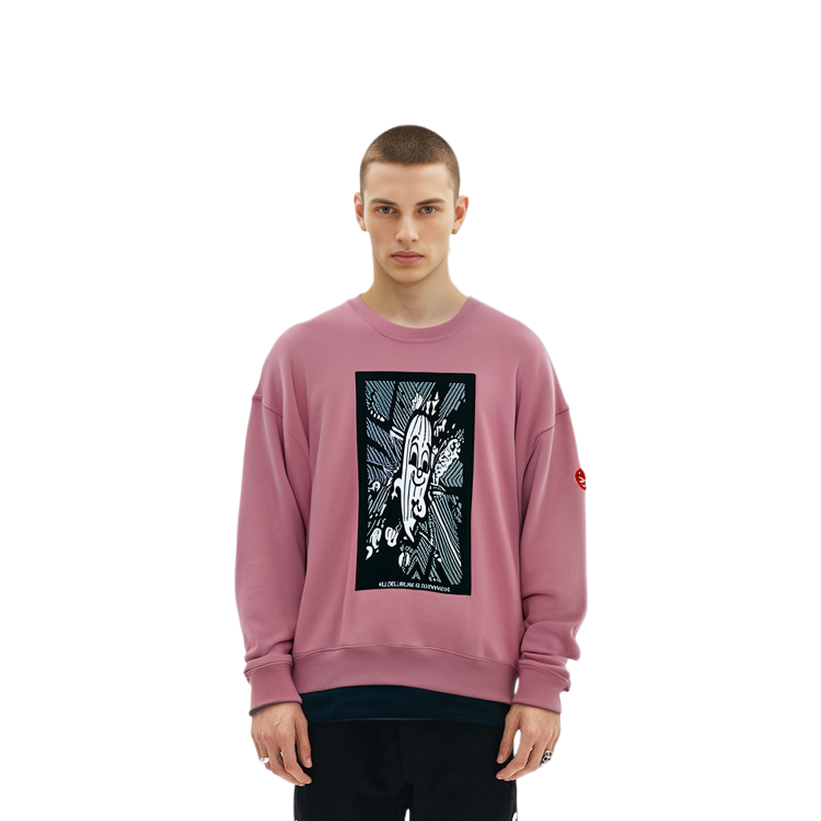 Shop Cav Empt 圖案印花圓領長袖衛衣 粉色 CGV7378