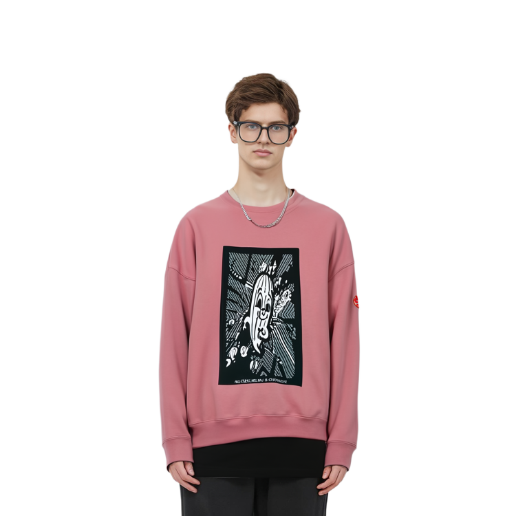 Sizing Cav Empt 圖案印花圓領長袖衛衣 粉色 CGV7378