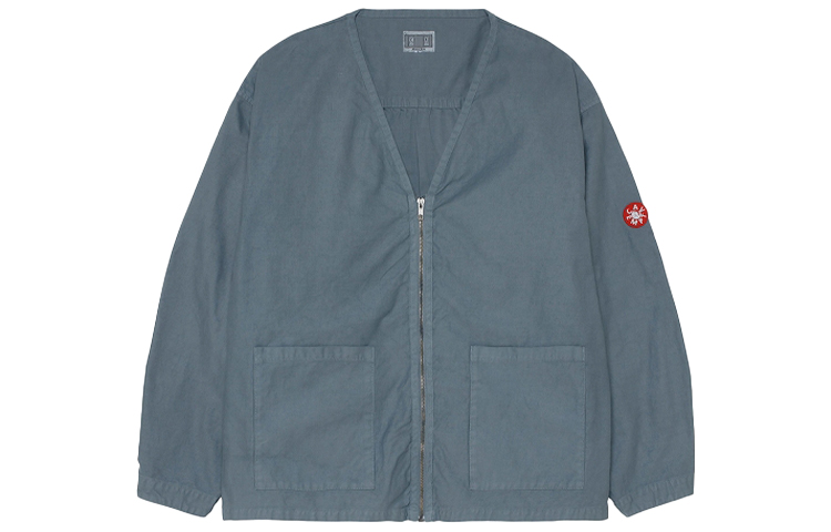 Cav Empt Gray V-Neck Loose Fit Wrinkle Design Jacket Unisex Casual Outerwear CES18JK21