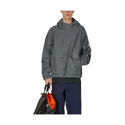 Cav Empt Grey Letter Logo Oversized Hoodie Jacket with Pockets CES24JK23-001