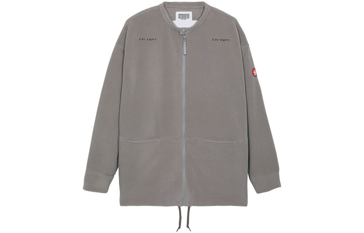 Cav Empt Grey Suede Zip-Up Crewneck Jacket CES19CS23