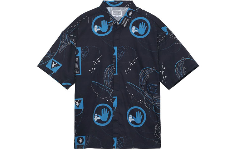 Cav Empt Hidden Button Printed Short Sleeve Shirt Unisex Black CES19SH10