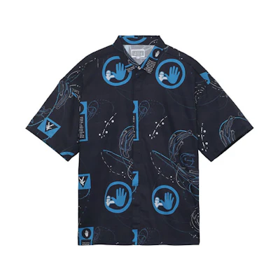 Cav Empt Hidden Button Printed Short Sleeve Shirt Unisex Black CES19SH10