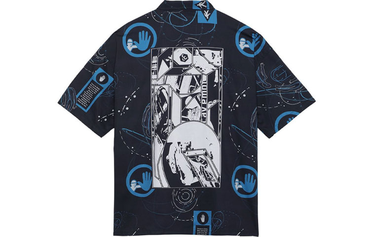 Lookbook Cav Empt隐扣印花短袖衬衫男女同款黑色 CES19SH10
