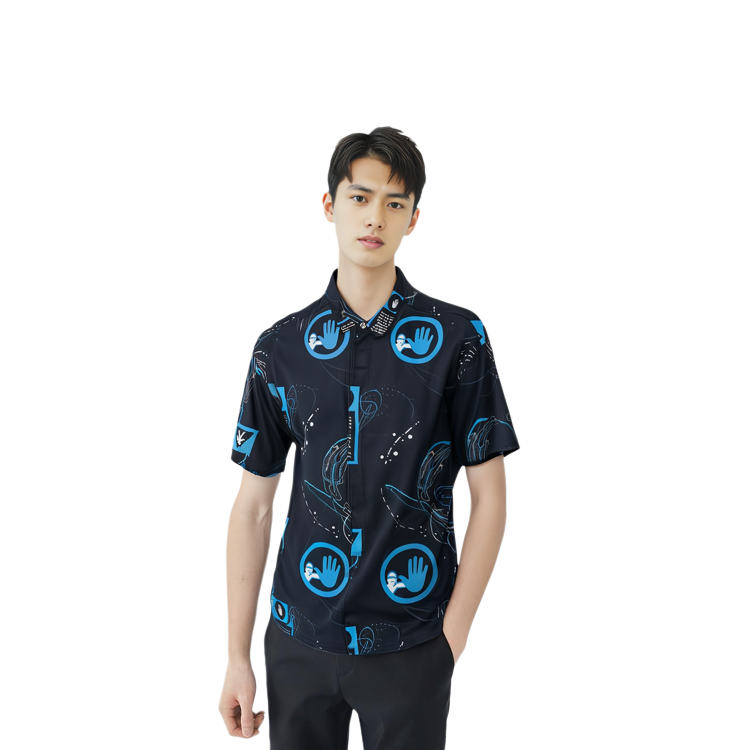 Details for Cav Empt隐扣印花短袖衬衫男女同款黑色 CES19SH10