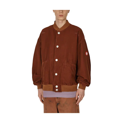 Cav Empt Logo Baseball Collar Button-Up Oversized Jacket Brown . CES24JK13-001