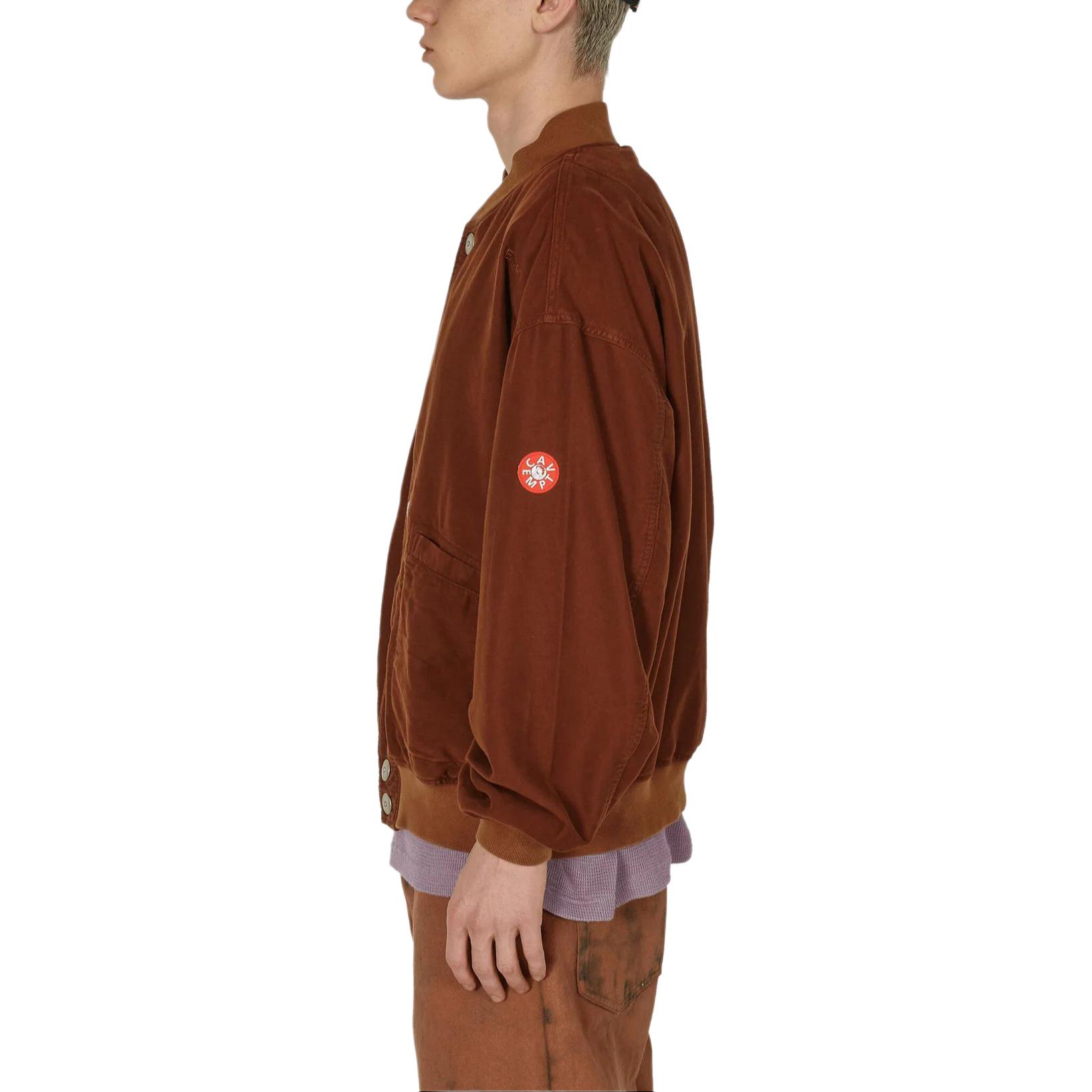 Lookbook Cav Empt Logo Baseball Collar Button-Up Oversized Jacket Brown . CES24JK13-001