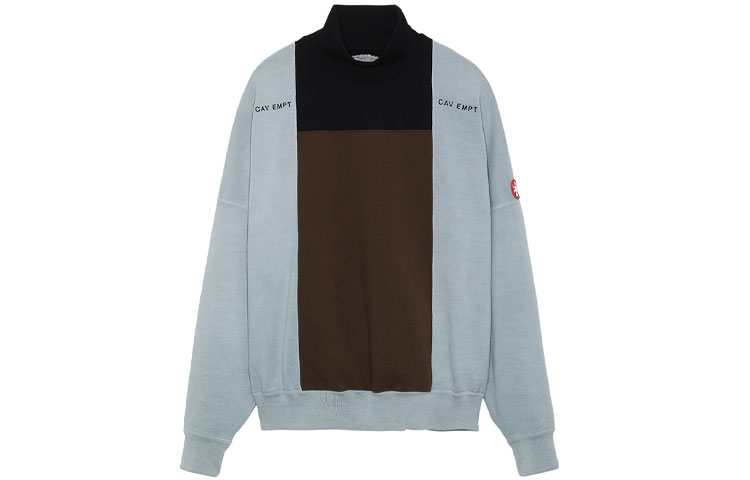 Cav Empt Logo Contrast Turtleneck Sweatshirt Blue Mens. CES20CS09