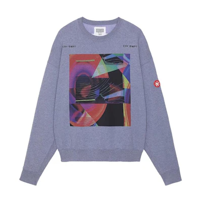 Cav Empt Logo Print Crewneck Pullover Sweatshirt Unisex Grey CES22CS01