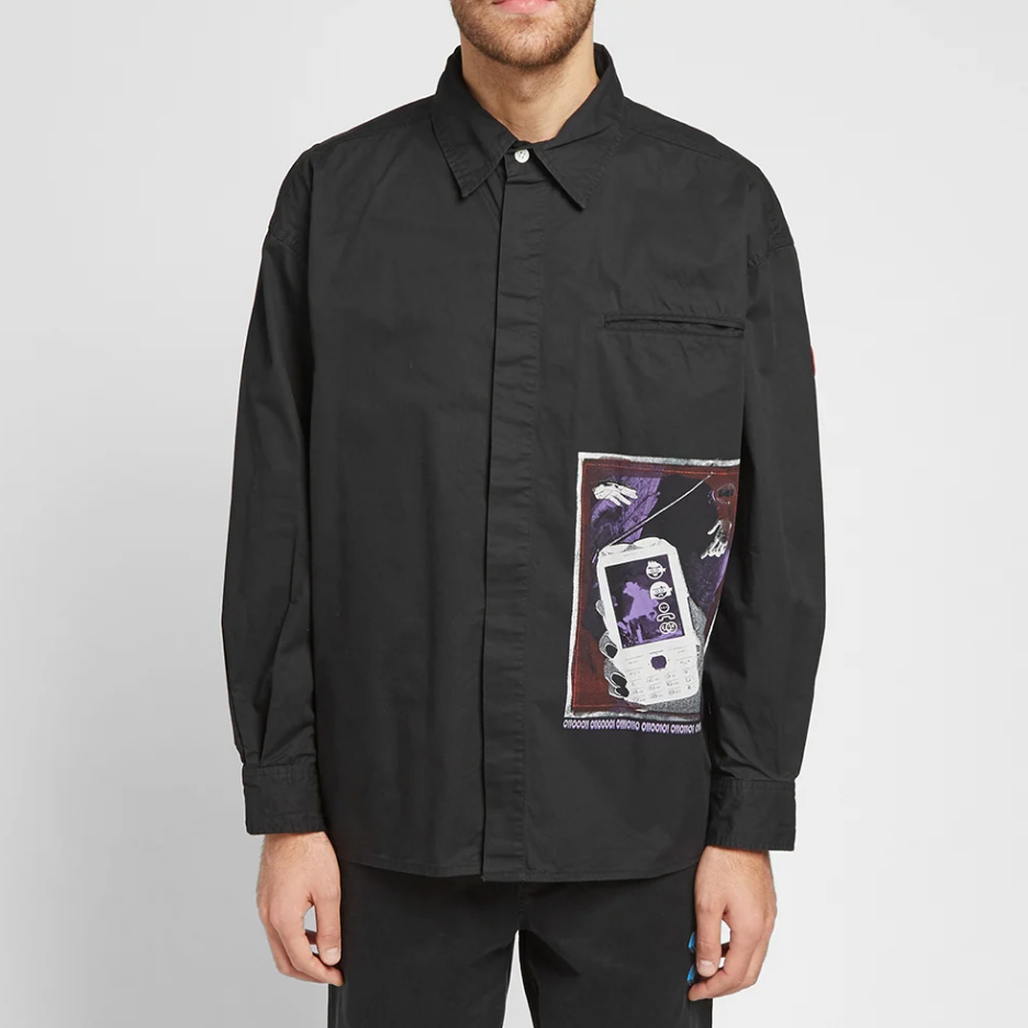 Shop Cav Empt 長袖智能手機貼片襯衫 黑色 CES16SH01
