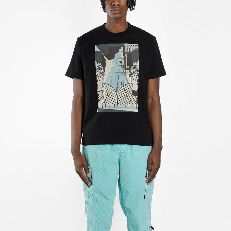 Shop キャブエンプト MD コンクリートフェイスパーム グラフィック ユニセックス Tシャツ ブラック CES15T02