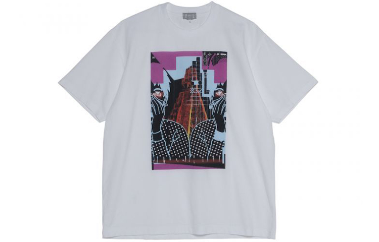 Lookbook キャブエンプト MD コンクリートフェイスパームグラフィック ユニセックス ホワイトTシャツ CES15T02