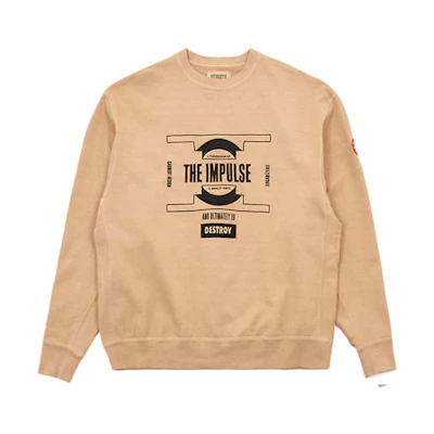 Cav Empt Overdye Impulse Crew Neck Brown Sweatshirt for Men. CES21CS10BROWN