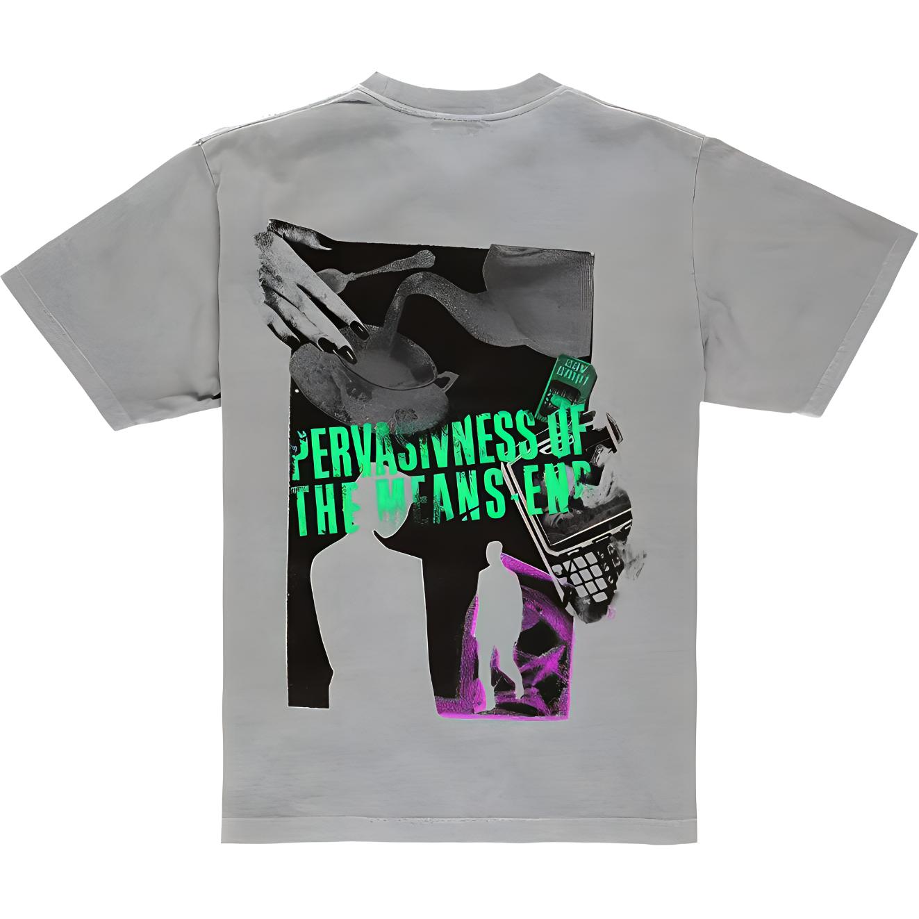Order Cav Empt Overdye Means End T-Shirt Unisex Warna Abu, Cetak Belakang CES15T12