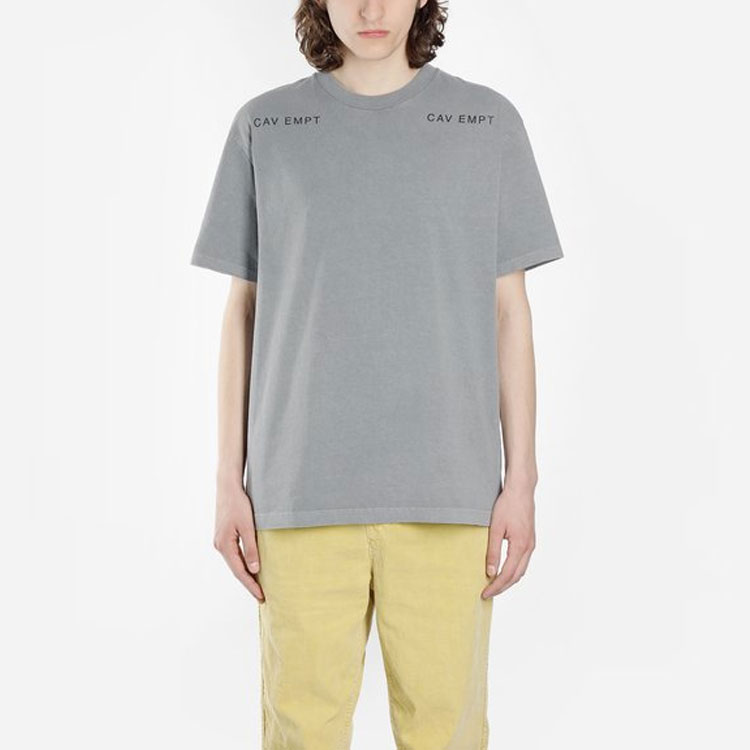 Shop Cav Empt Overdye Means End T-Shirt Unisex Warna Abu, Cetak Belakang CES15T12