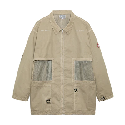 Cav Empt Overdye Mesh Window Jacket Unisex Loose Fit Zip Khaki Jacket. CES21JK09