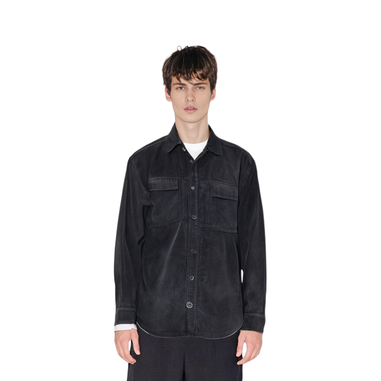 Shop Camisa Chaqueta Negra Cav Empt Overdye Switch Cord Manga Larga Botonada. CESS2204