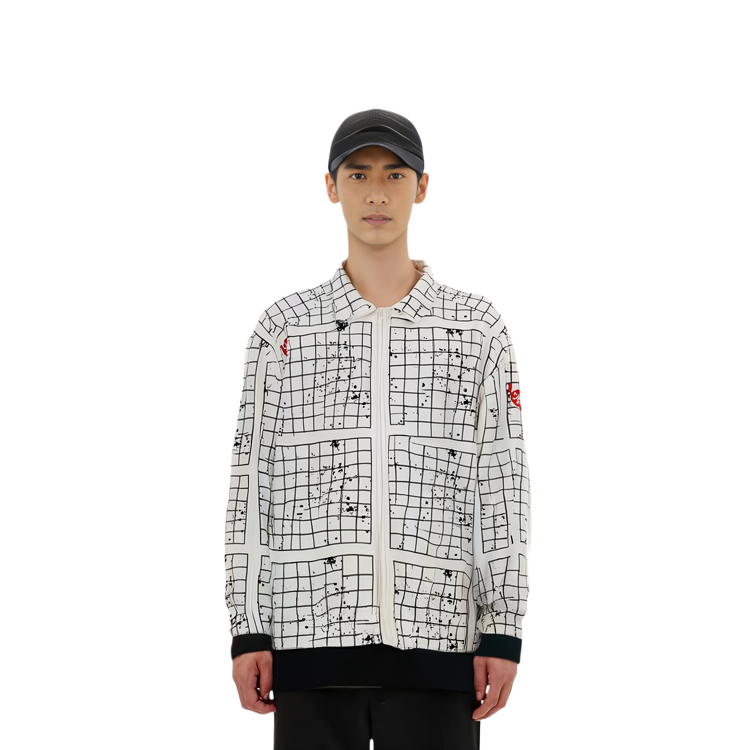 Purchase キャブエンプト パネルグリッド ジップジャケット ホワイト - 長袖ジャケット CESS2209
