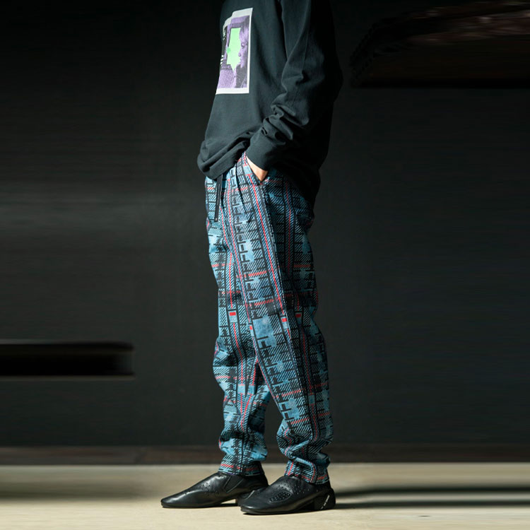 Details for Cav Empt Plaid Print Casual Pants Unisex Blue CES19PT13