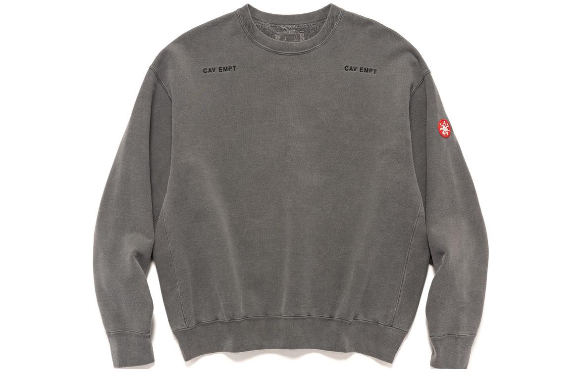 Cav Empt Plain Letter Embroidery Crewneck Sweatshirt Grey () CES23CS05