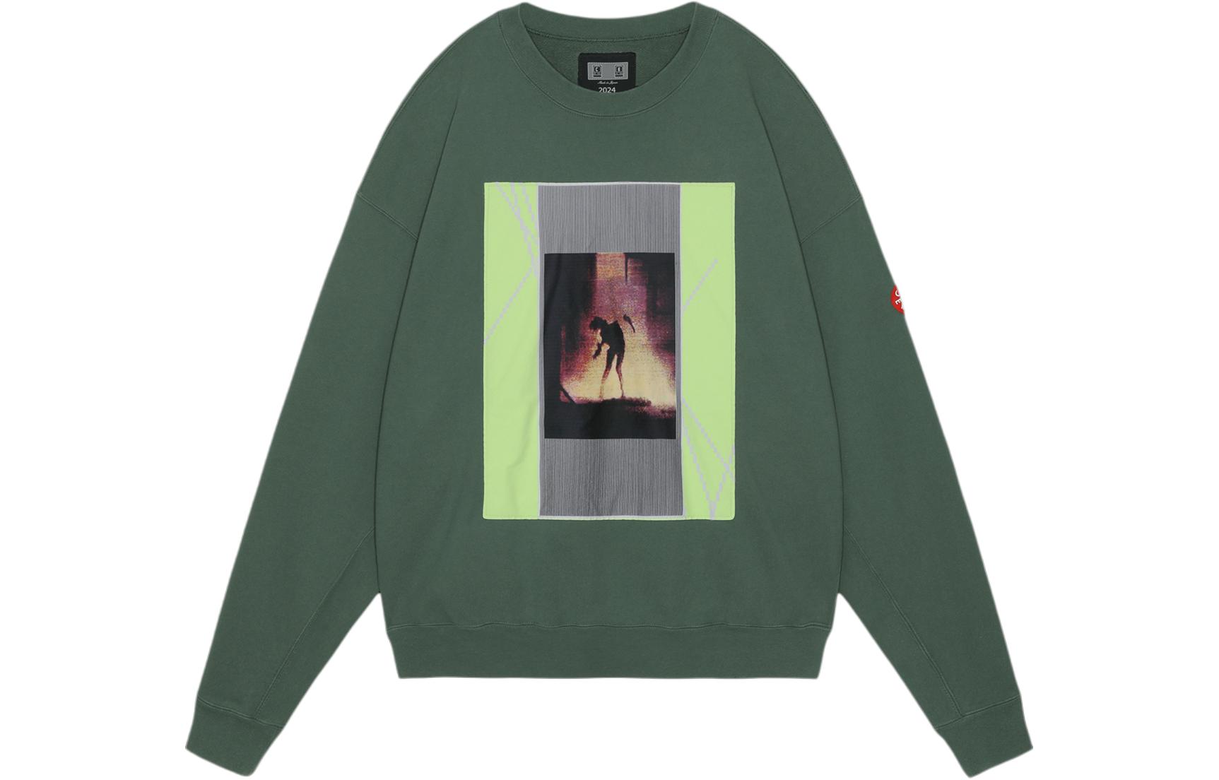 Cav Empt Printed Crewneck Drop Shoulder Long Sleeve Sweatshirt Green Unisex. CES25CS09