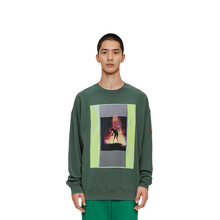 Shop Cav Empt Crewneck Hijau Lengan Panjang Unisex dengan Desain Print. CES25CS09