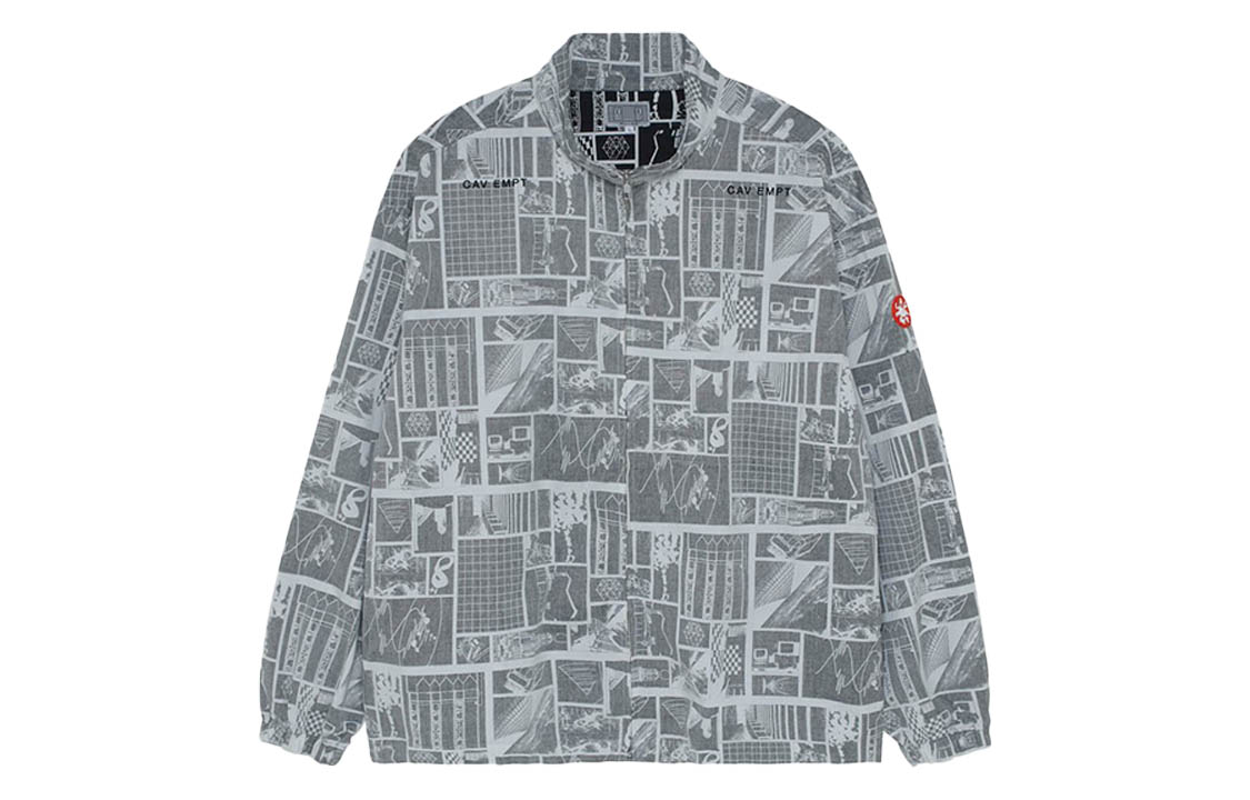 Cav Empt Printed Stand Collar Jacket Unisex - Gray CES18JK18