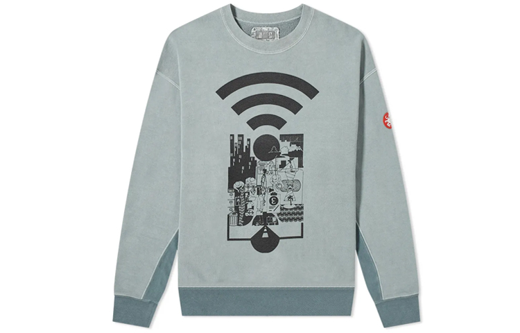 Cav Empt Range Crew Sweat Wi-Fi Pattern Pullover Unisex Sweatshirt Blue CES17CS03