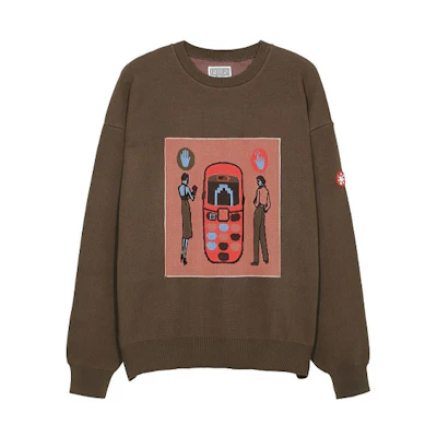 Cav Empt Rear View Jacquard Knit Sweater Unisex Brown. CES19KN02