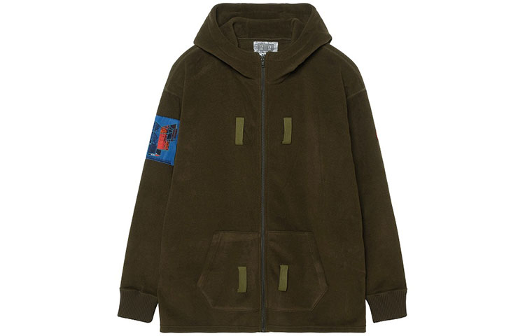 Shop 캐브 엠트 리버서블 플리스 후드 자켓 그린 루즈핏 아우터웨어 CES18JK02
