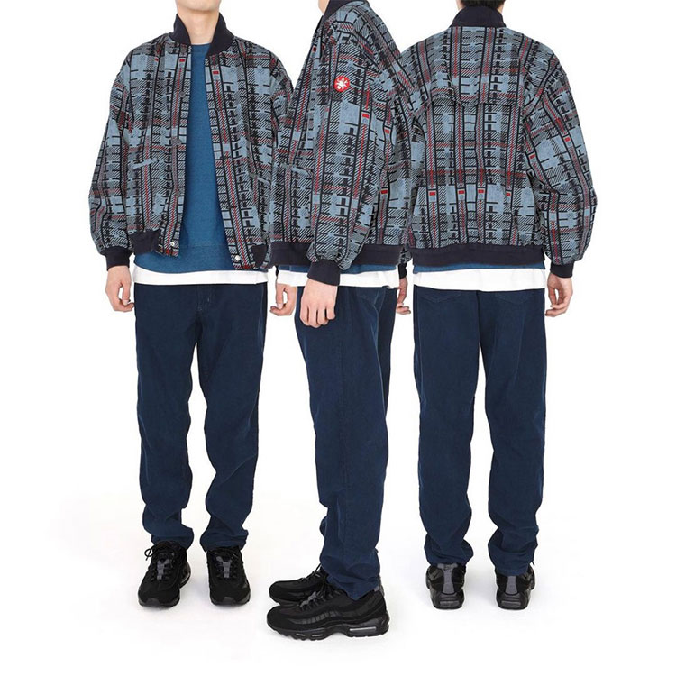 Shop 캡 엠프트 SS21 인디고 체크 데님 재킷 어깨 자수 유니섹스. CES19JK11