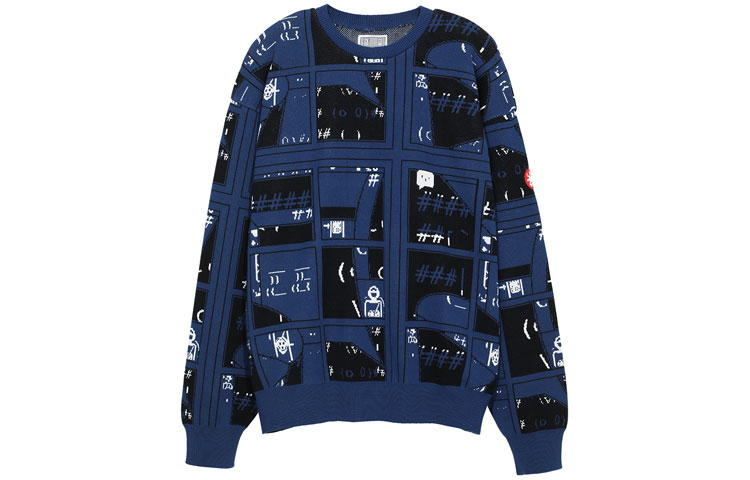 Cav Empt SS21 Jacquard Knit Crewneck Pullover Navy Blue - CES19KN01