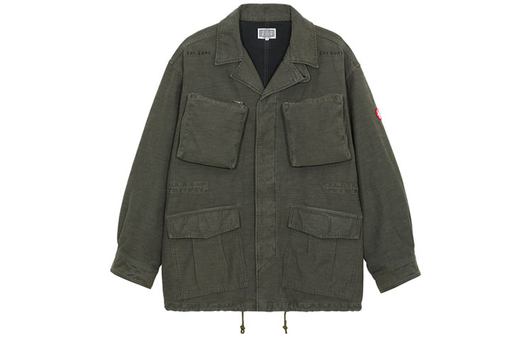 Cav Empt SS21 Khaki Multi-Pocket Zip Patch Collared Jacket Menswear CES19JK17
