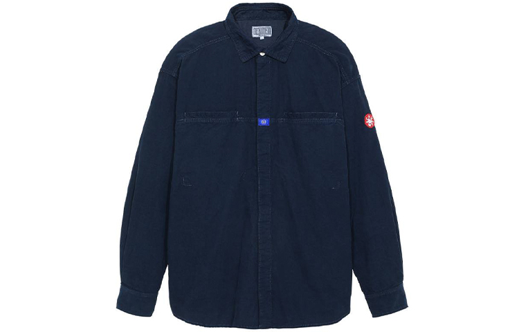 Cav Empt SS21 Logo Print Long Sleeve Shirt Unisex Blue CES19SH01