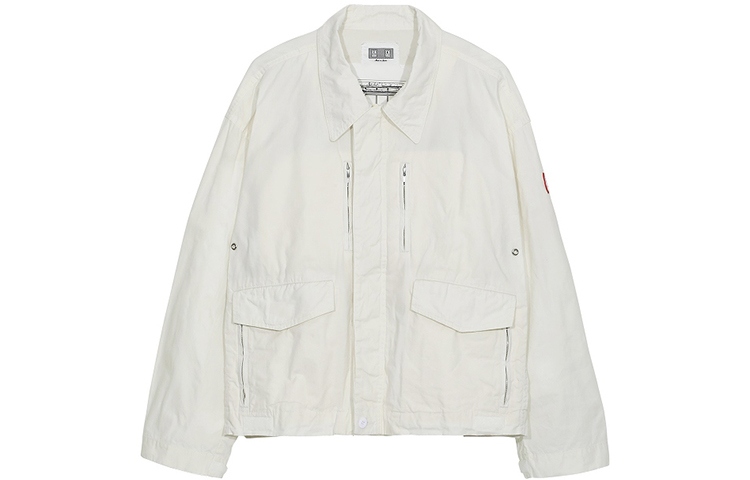 Cav Empt SS21 Paraffin-Coated Zip Long Sleeve Jacket White CES19JK12