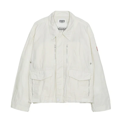 Cav Empt SS21 Paraffin-Coated Zip Long Sleeve Jacket White CES19JK12