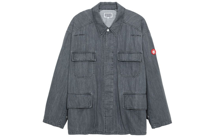 Cav Empt SS21 Unisex Washed Denim Jacket Gray CES19JK13-2